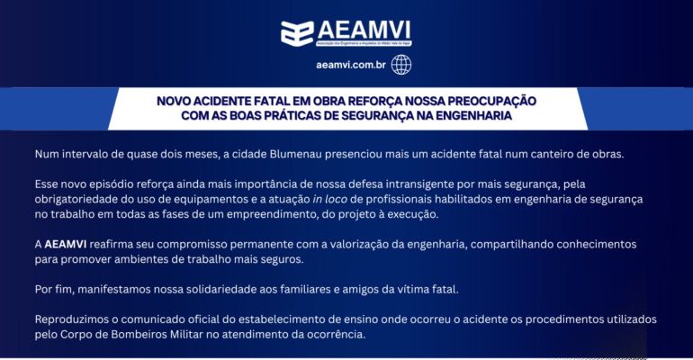 Novo acidente fatal em obra reforça nossa preocupação com as boas práticas de segurança na engenharia