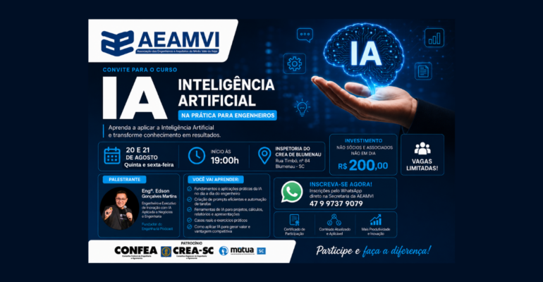 AEAMVI promove curso de inteligência artificial na prática para engenheiros
